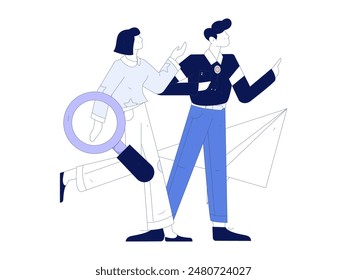 Personnel doing job interview flat vector concept operation hand drawn illustration
