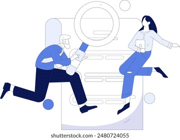 Personnel doing job interview flat vector concept operation hand drawn illustration
