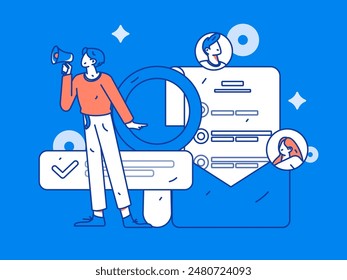 Personnel doing job interview flat vector concept operation hand drawn illustration
