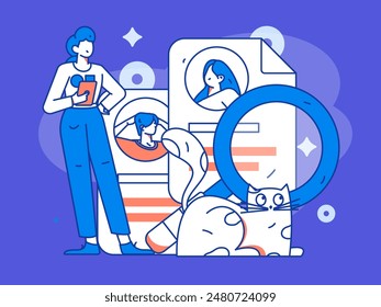 Personnel doing job interview flat vector concept operation hand drawn illustration
