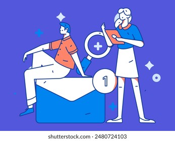 Personal haciendo la entrevista de trabajo concepto de Vector plano operación dibujado a mano ilustración
