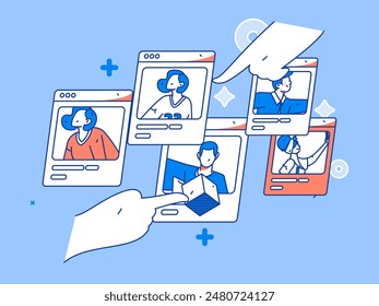 Personnel doing job interview flat vector concept operation hand drawn illustration
