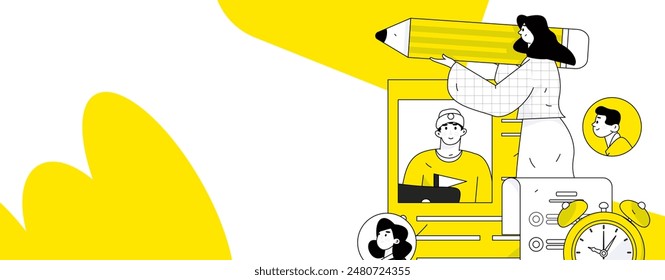 Personnel doing job interview flat vector concept operation hand drawn illustration
