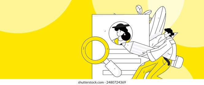 Personnel doing job interview flat vector concept operation hand drawn illustration
