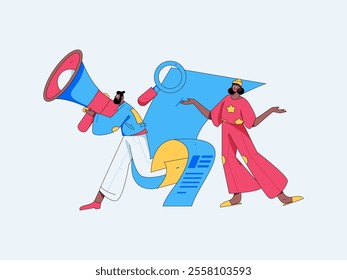 Personnel doing job interview flat vector concept operation hand drawn illustration
