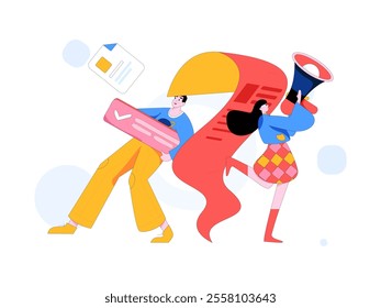 Personnel doing job interview flat vector concept operation hand drawn illustration
