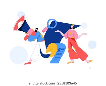 Personnel doing job interview flat vector concept operation hand drawn illustration
