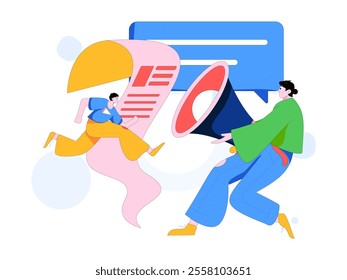Personnel doing job interview flat vector concept operation hand drawn illustration
