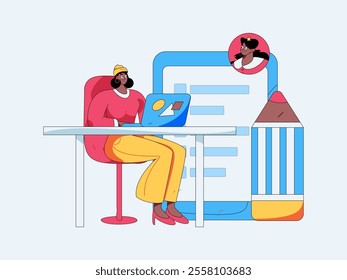 Personnel doing job interview flat vector concept operation hand drawn illustration

