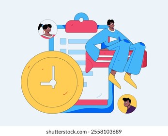 Personnel doing job interview flat vector concept operation hand drawn illustration

