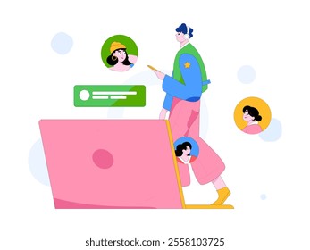 Personnel doing job interview flat vector concept operation hand drawn illustration
