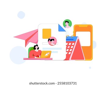 Personnel doing job interview flat vector concept operation hand drawn illustration
