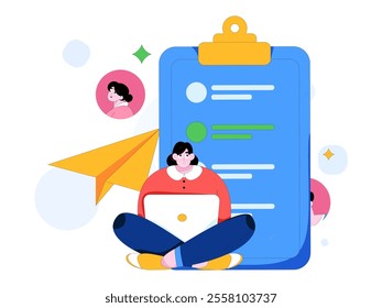 Personnel doing job interview flat vector concept operation hand drawn illustration
