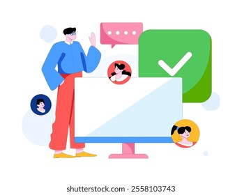 Personnel doing job interview flat vector concept operation hand drawn illustration

