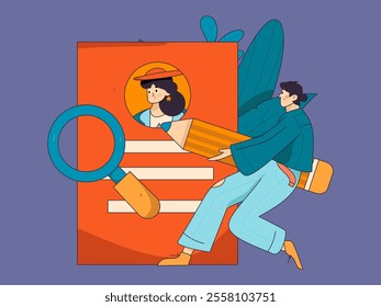 Personnel doing job interview flat vector concept operation hand drawn illustration
