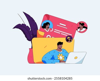 Personnel doing job interview flat vector concept operation hand drawn illustration
