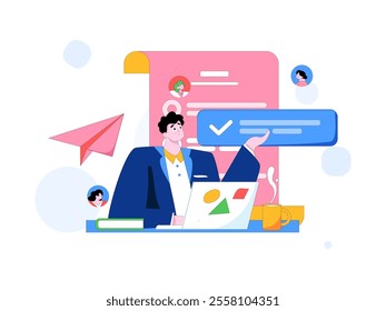 Personnel doing job interview flat vector concept operation hand drawn illustration
