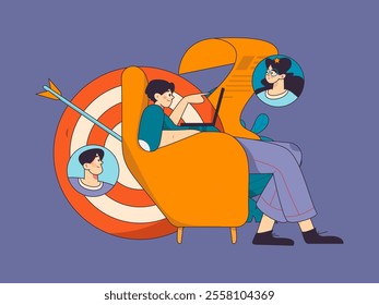 Personnel doing job interview flat vector concept operation hand drawn illustration

