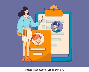 Personnel doing job interview flat vector concept operation hand drawn illustration
