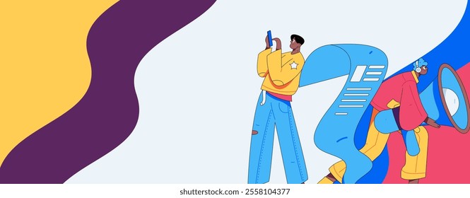 Personnel doing job interview flat vector concept operation hand drawn illustration
