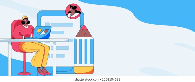 Personnel doing job interview flat vector concept operation hand drawn illustration
