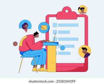 Personnel doing job interview flat vector concept operation hand drawn illustration
