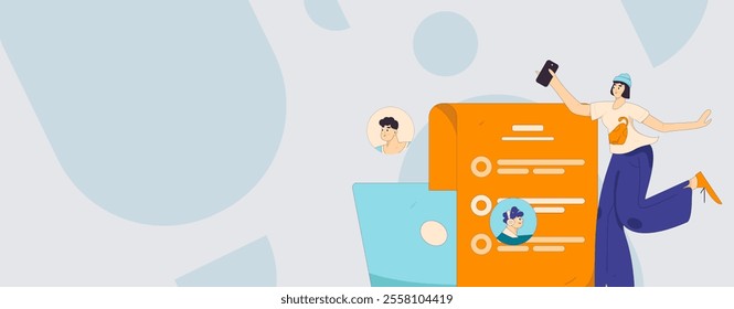 Personnel doing job interview flat vector concept operation hand drawn illustration
