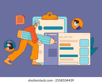 Personnel doing job interview flat vector concept operation hand drawn illustration
