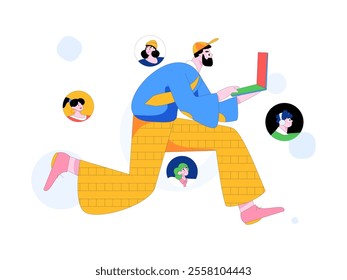 Personnel doing job interview flat vector concept operation hand drawn illustration
