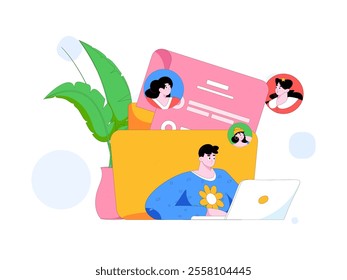 Personnel doing job interview flat vector concept operation hand drawn illustration
