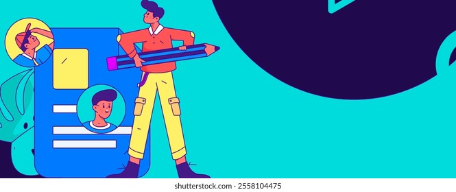 Personnel doing job interview flat vector concept operation hand drawn illustration
