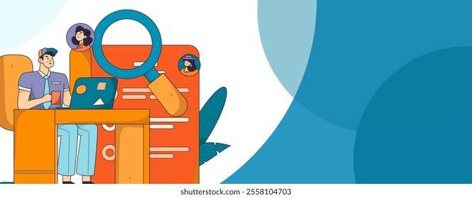 Personnel doing job interview flat vector concept operation hand drawn illustration
