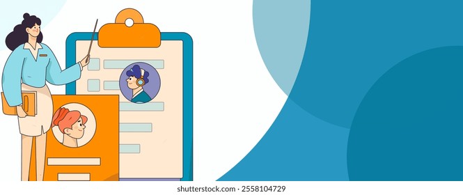 Personnel doing job interview flat vector concept operation hand drawn illustration
