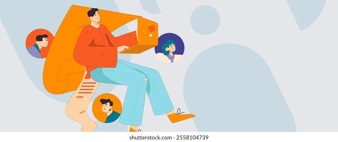 Personnel doing job interview flat vector concept operation hand drawn illustration
