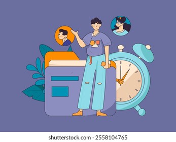 Personnel doing job interview flat vector concept operation hand drawn illustration
