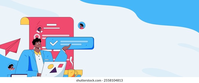 Personnel doing job interview flat vector concept operation hand drawn illustration
