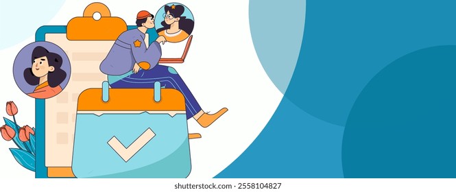 Personnel doing job interview flat vector concept operation hand drawn illustration
