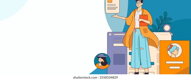 Personnel doing job interview flat vector concept operation hand drawn illustration
