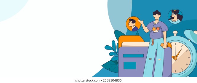 Personnel doing job interview flat vector concept operation hand drawn illustration
