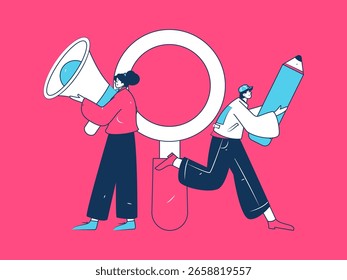 Personnel doing job interview flat vector concept operation hand drawn illustration
