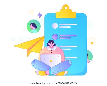 Personnel doing job interview flat vector concept operation hand drawn illustration
