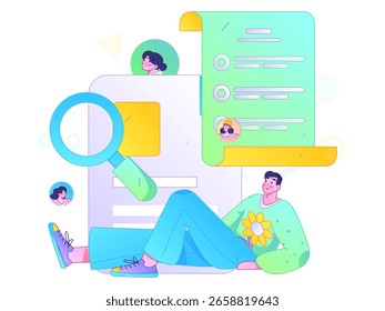 Personnel doing job interview flat vector concept operation hand drawn illustration
