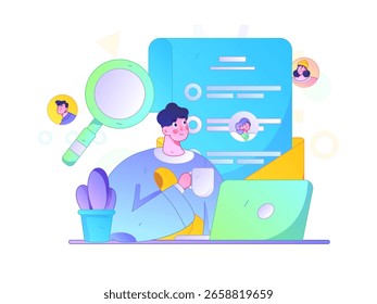 Personnel doing job interview flat vector concept operation hand drawn illustration
