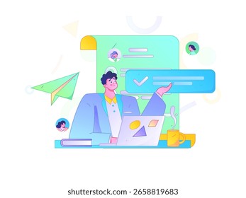 Pessoal fazendo entrevista de trabalho vetor plano conceito operação desenhado à mão ilustração
