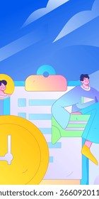 Personal haciendo entrevista de trabajo concepto de Vector plano operación ilustración dibujada a mano
