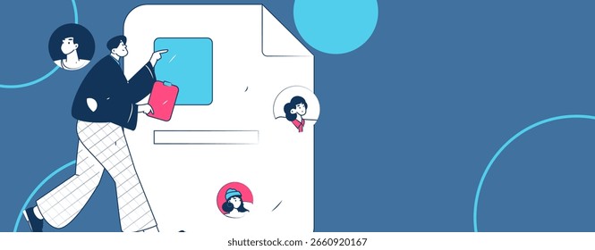 Personal haciendo entrevista de trabajo concepto de Vector plano operación ilustración dibujada a mano
