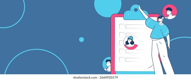Personal haciendo entrevista de trabajo concepto de Vector plano operación ilustración dibujada a mano
