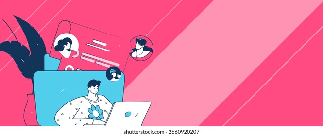 Personal haciendo entrevista de trabajo concepto de Vector plano operación ilustración dibujada a mano
