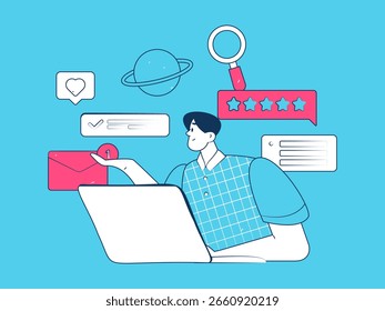Personnel doing job interview flat vector concept operation hand drawn illustration
