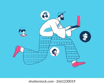Personnel doing job interview flat vector concept operation hand drawn illustration
